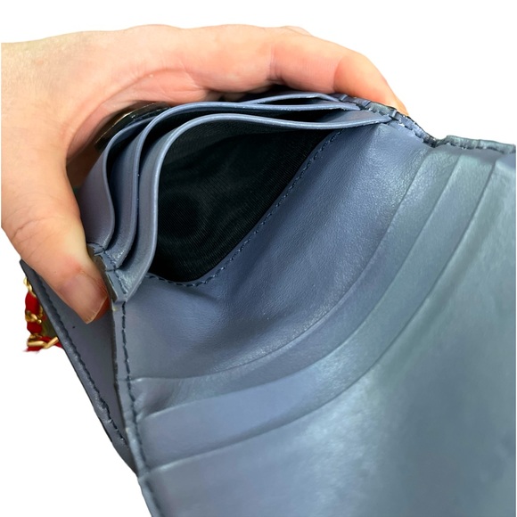 Burberry Small Snap Wallet With Red and Gold Crossbody Chain and Red Insert - Picture 8 of 16